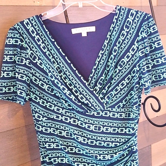 Evan-Capone Dress Women's Sz 8 Navy Blue & Green. - Picture 4 of 8